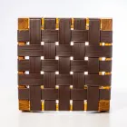 Karrige banjoje projektuese e bërë nga dru tik me sedilje të endura - Yucca Viadurini