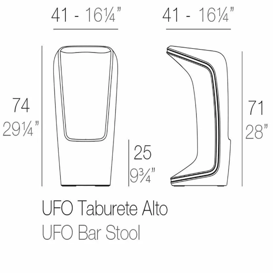 Ufo nga Vondom stol i jashtëm me dizajn modern në polietileni Viadurini