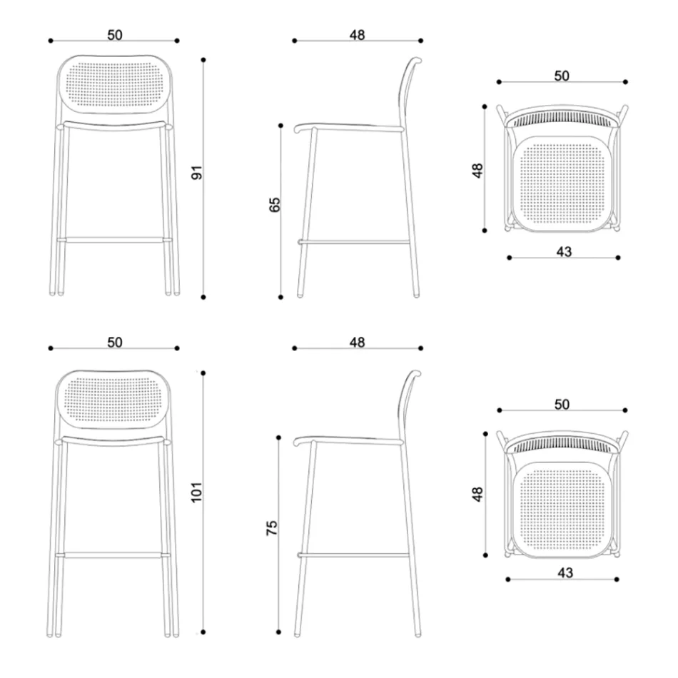 Karrige metalike e stivueshme në natyrë e prodhuar në Itali 2 copë - Synergy Viadurini