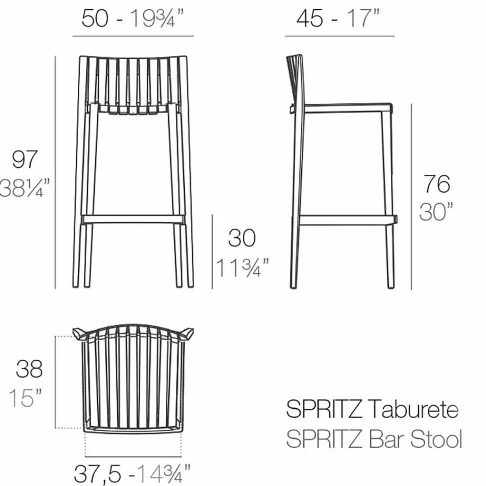 Jashtëqitje kopshtesh Vondom Spritz stackable H 97 cm në polipropilen Viadurini
