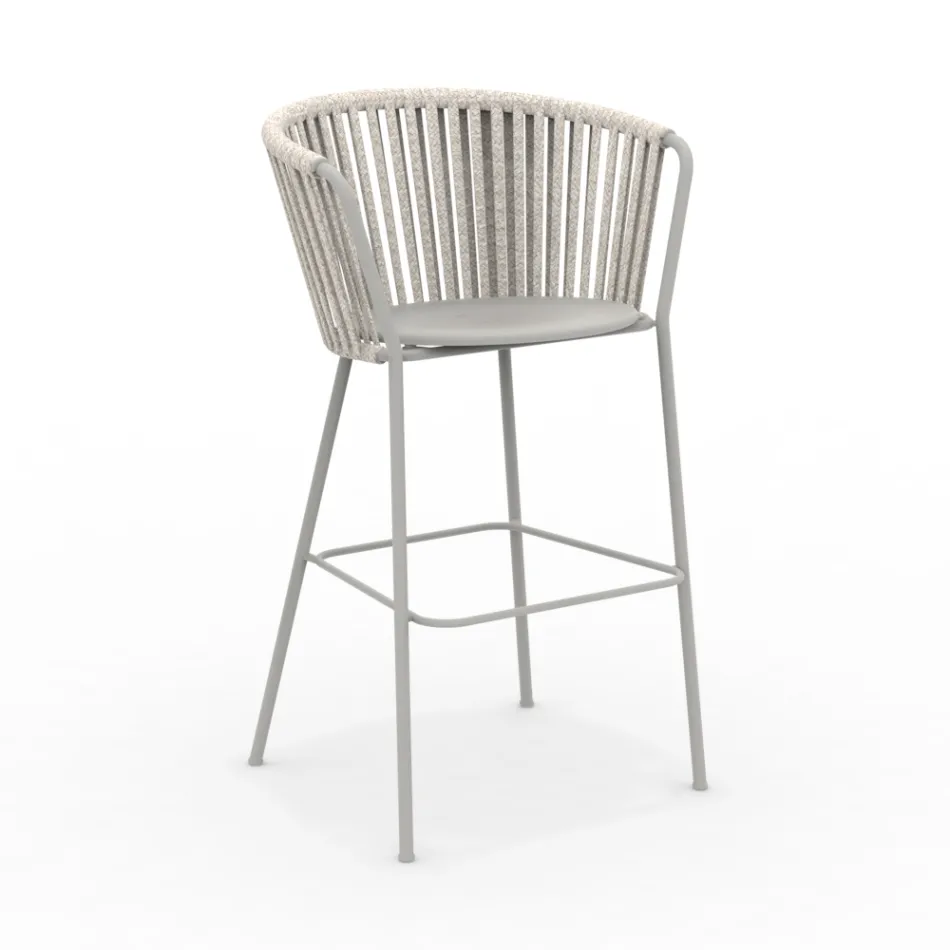 Karrige kopshti inox dhe mbështetëse me litar - Luxura Viadurini