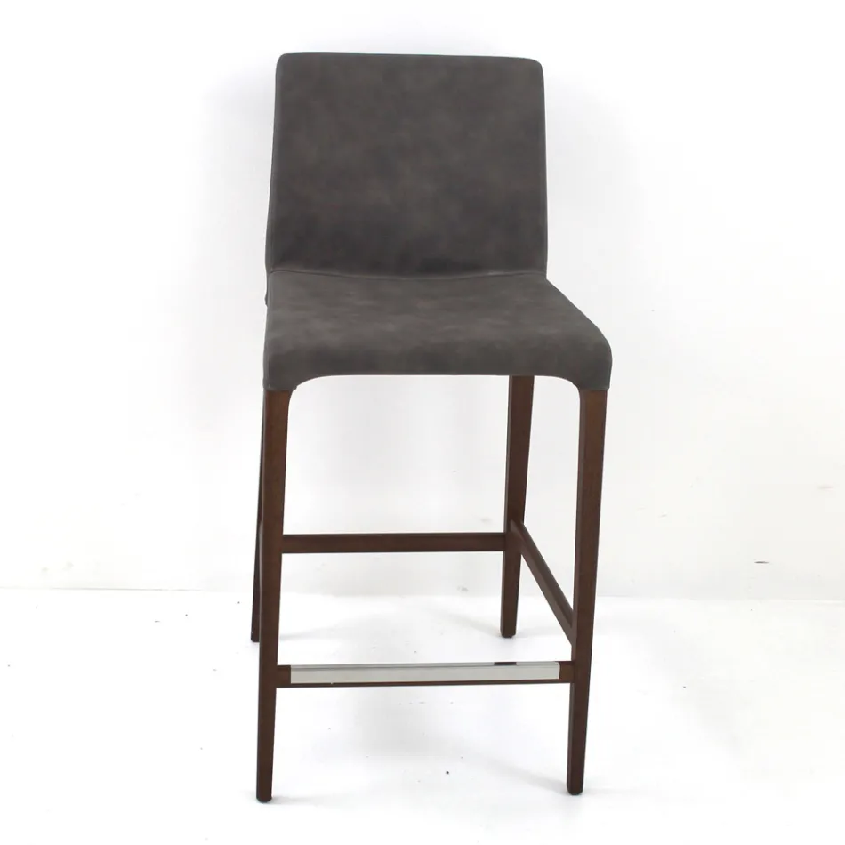 Karrige për ambiente të brendshme nga druri i hirit dhe lëkura artificiale Prodhuar në Itali - Floki Viadurini