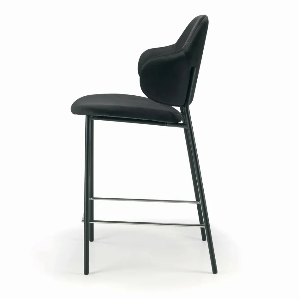 Karrocë e dhomës së ndenjes prej çeliku dhe kadife Prodhuar në Itali - Rimini Viadurini