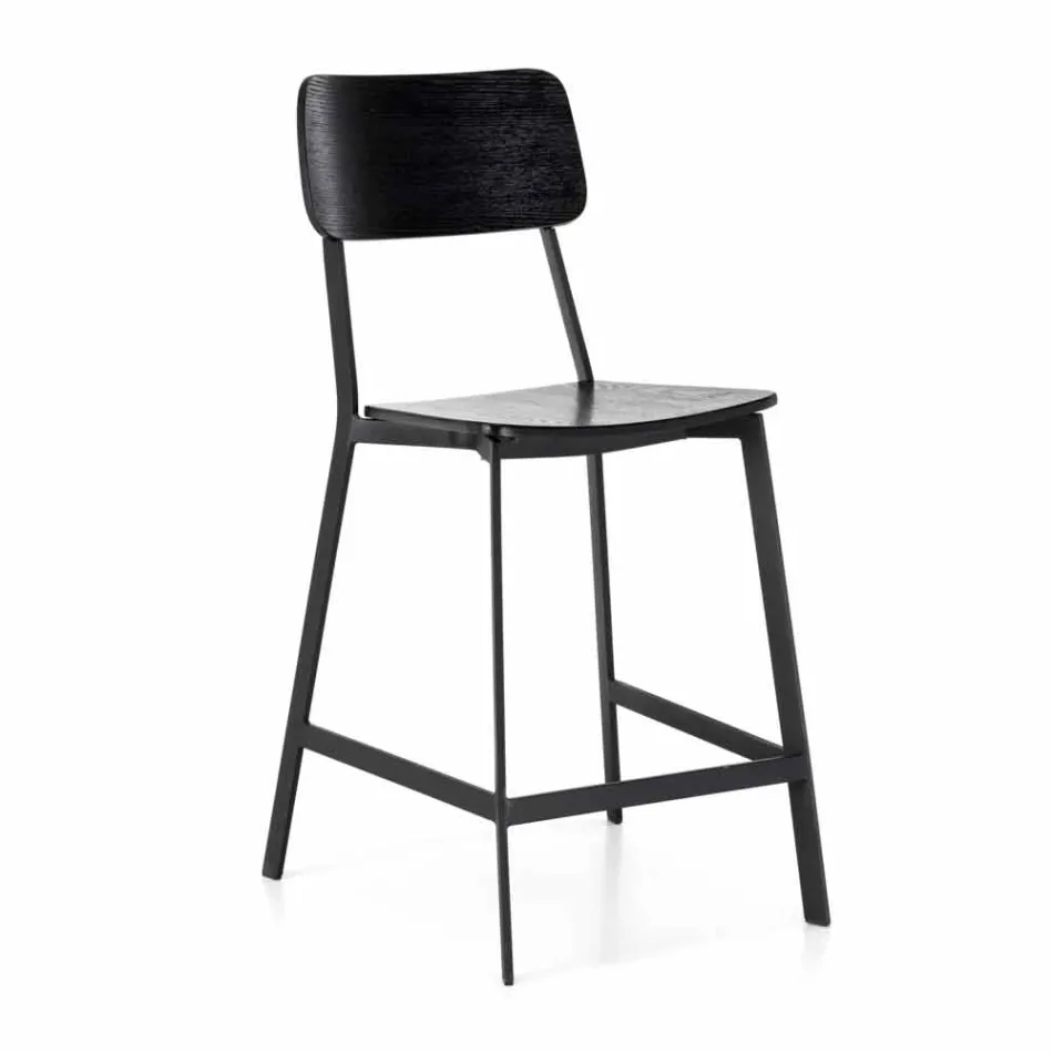 Stool dizajni modern në dru dhe metal, Elmas Viadurini
