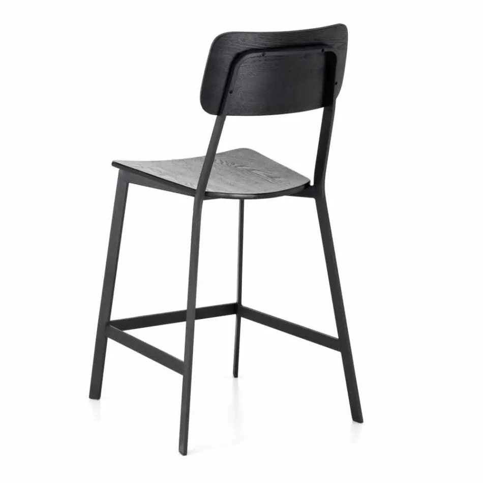 Stool dizajni modern në dru dhe metal, Elmas Viadurini