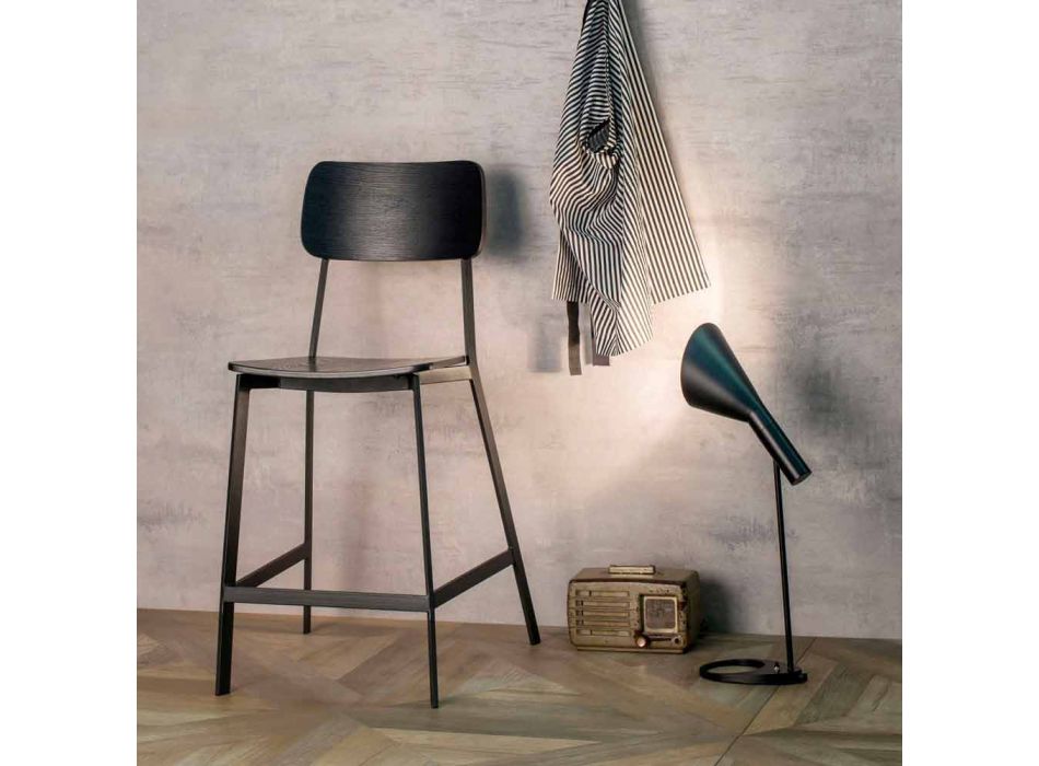 Stool dizajni modern në dru dhe metal, Elmas Viadurini