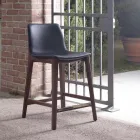 Karrocë Kuzhine me Dizajn Fiks në Lëkurë dhe Dru Prodhuar në Itali - Rocco Viadurini