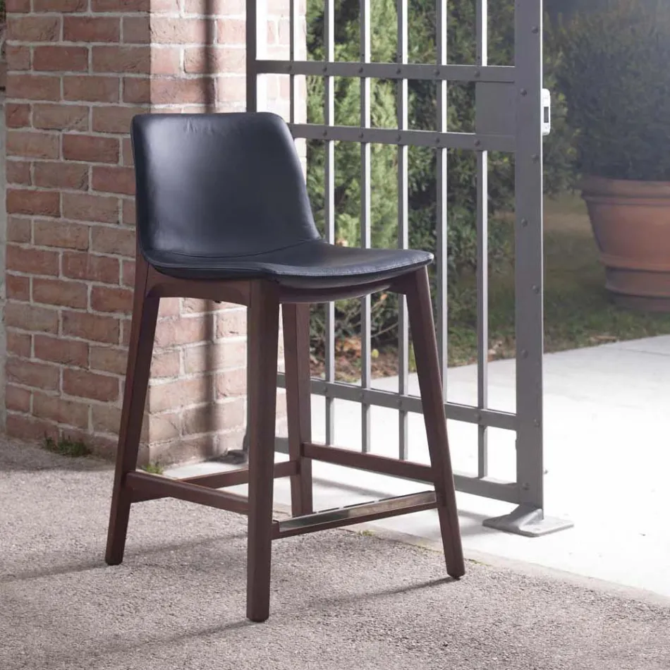 Karrocë Kuzhine me Dizajn Fiks në Lëkurë dhe Dru Prodhuar në Itali - Rocco Viadurini