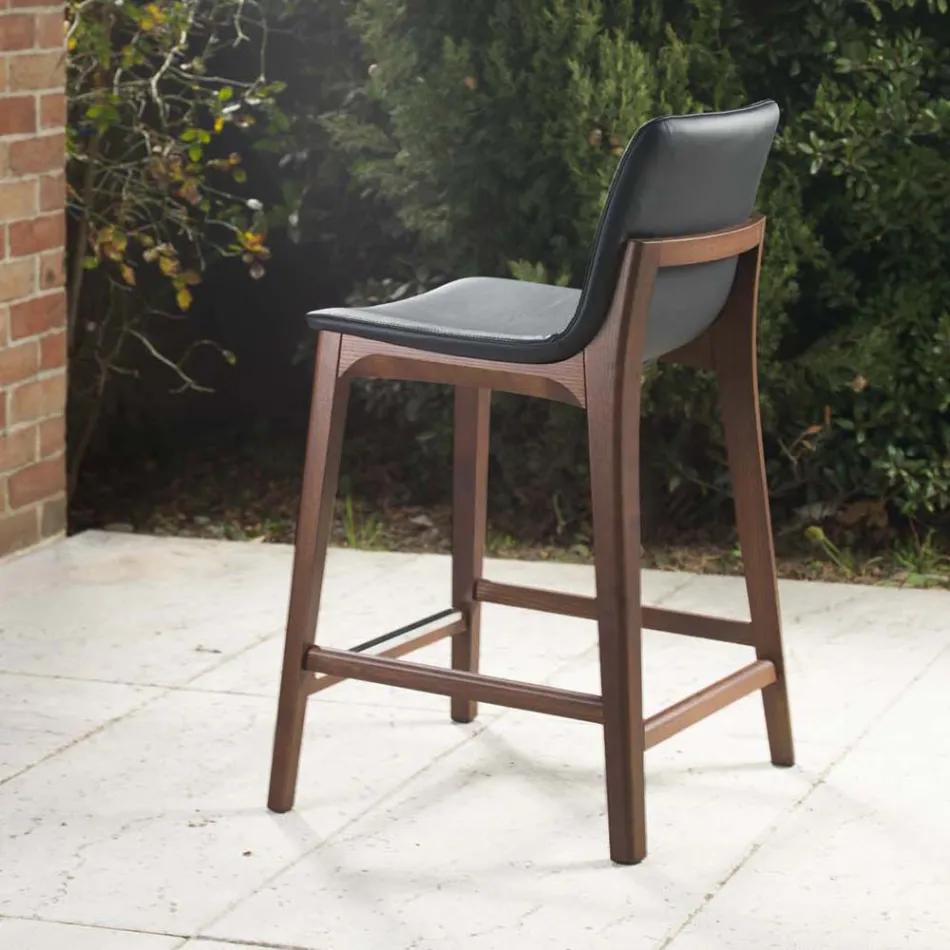 Karrocë Kuzhine me Dizajn Fiks në Lëkurë dhe Dru Prodhuar në Itali - Rocco Viadurini