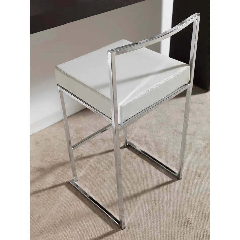 Stool fiks lëkure Faux, Dizajn modern H 65 cm - Alina Viadurini