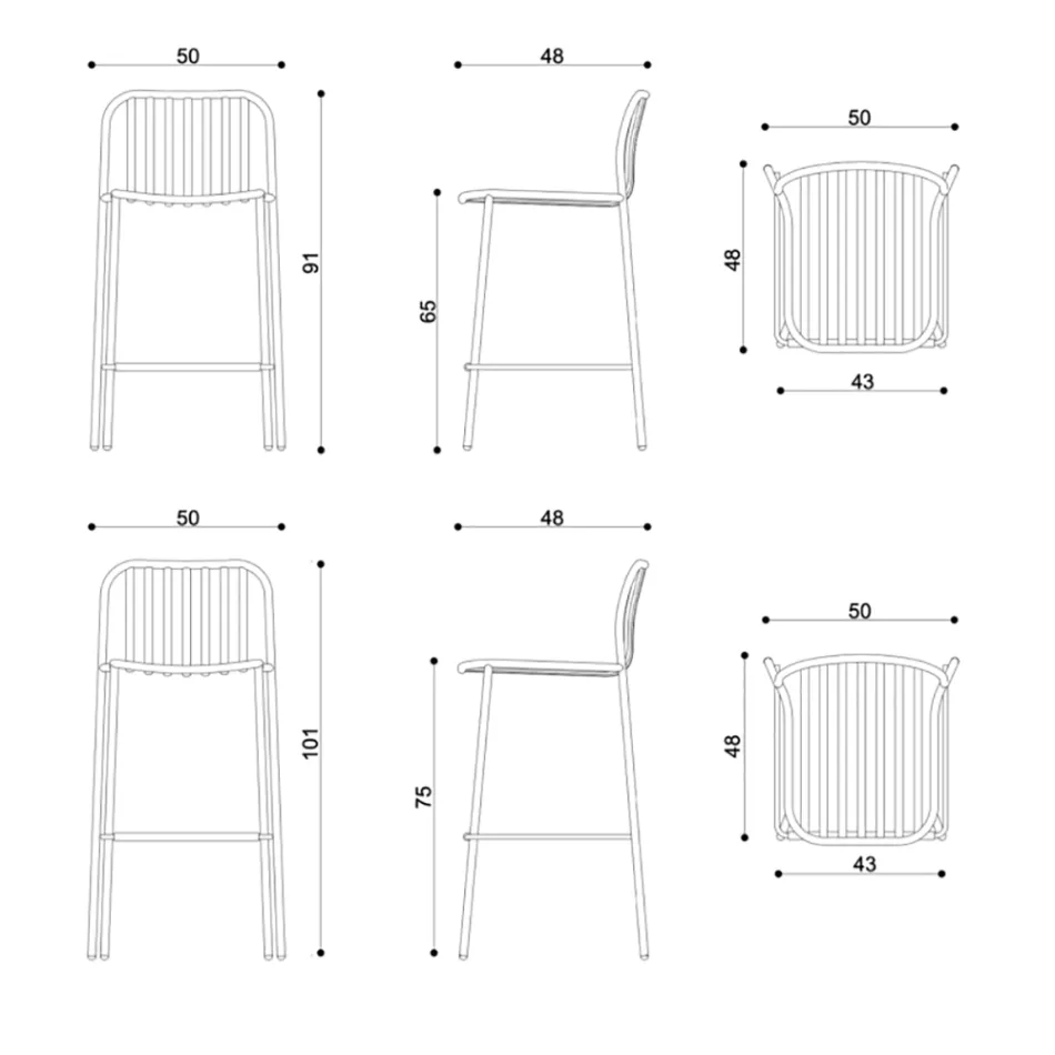 Stolisje metalike e jashtme e montuar e prodhuar në Itali 2 copë - thjesht Viadurini