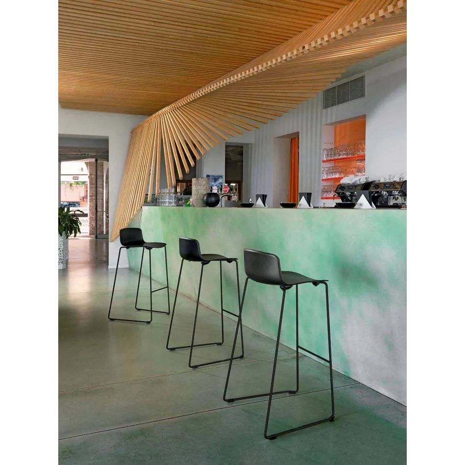 Stool i qëndrueshëm në metal dhe polipropileni i bërë në Itali, 2 copë - Charla Viadurini