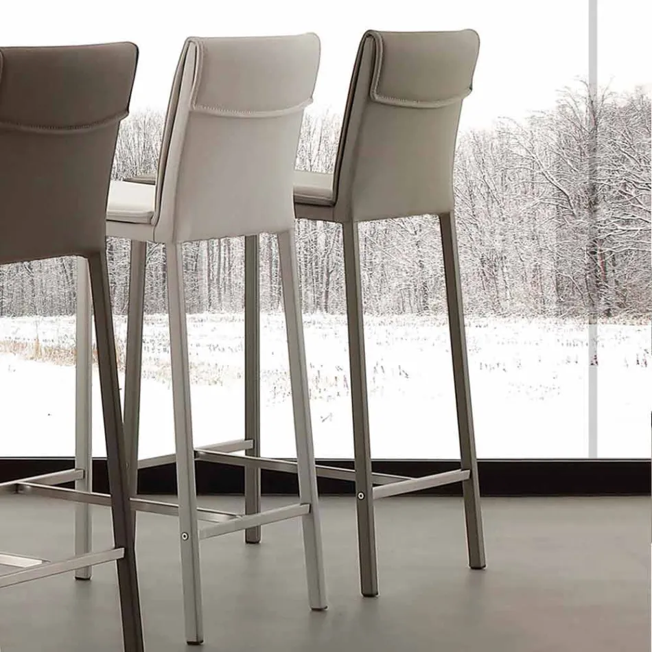 Stool në metal dhe çelik dhe eko-lëkurë moderne e bërë në Itali Prato Viadurini