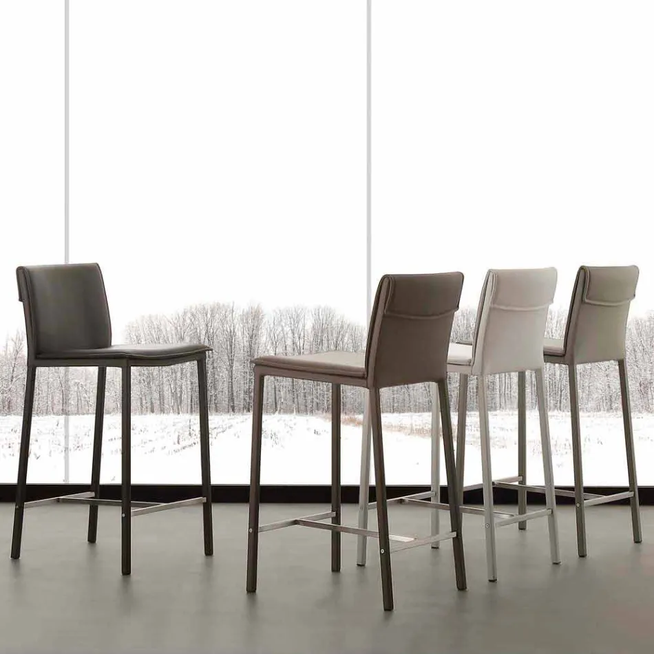 Stool në metal dhe çelik dhe eko-lëkurë moderne e bërë në Itali Prato Viadurini