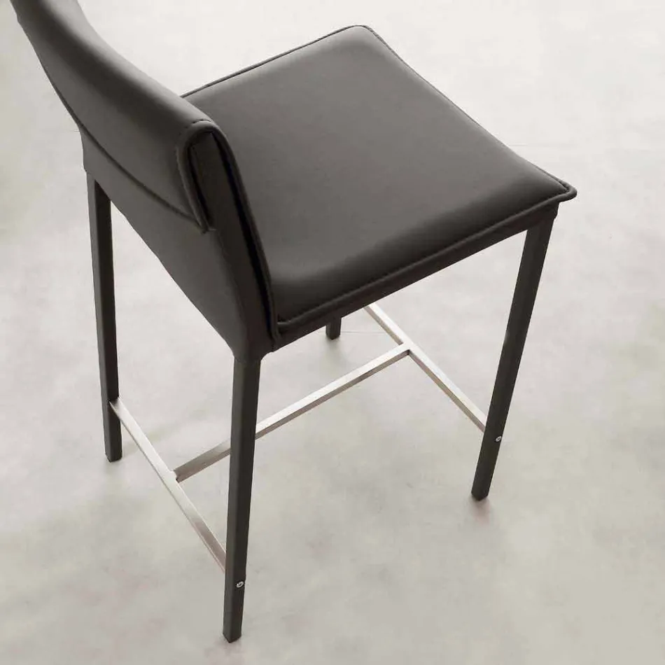 Stool në metal dhe çelik dhe eko-lëkurë moderne e bërë në Itali Prato Viadurini