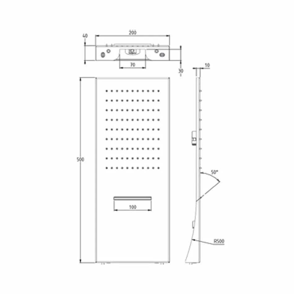 Koka dushi muri prej çeliku inox drejtkëndëshe prodhuar në Itali - Rrjet Viadurini