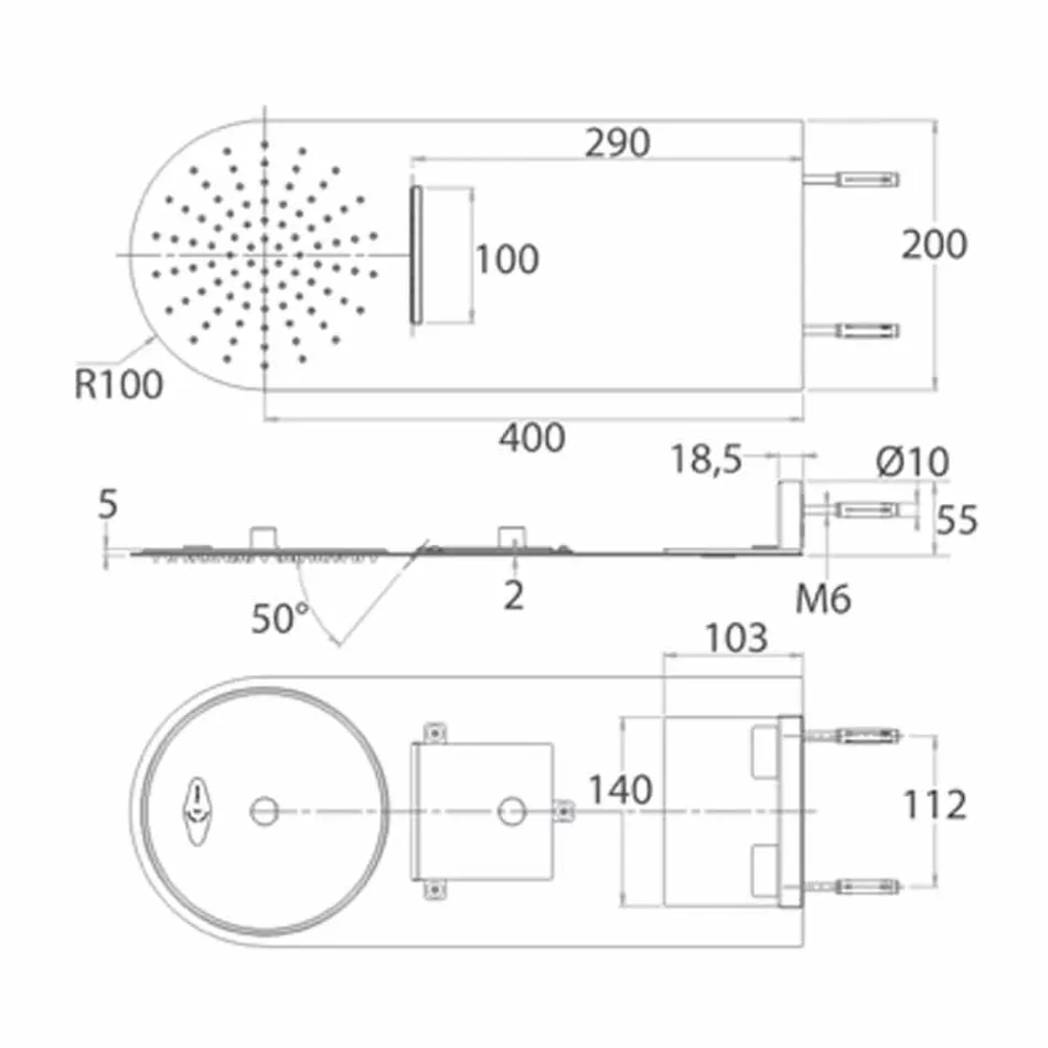 Koka moderne e dushit me çelik Ultraslim prodhuar në Itali - Cassio Viadurini