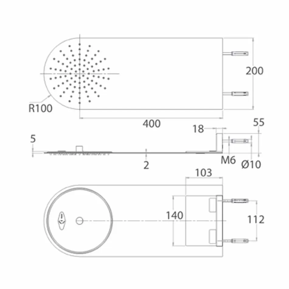 Koka moderne e dushit me çelik Ultraslim prodhuar në Itali - Cassio Viadurini