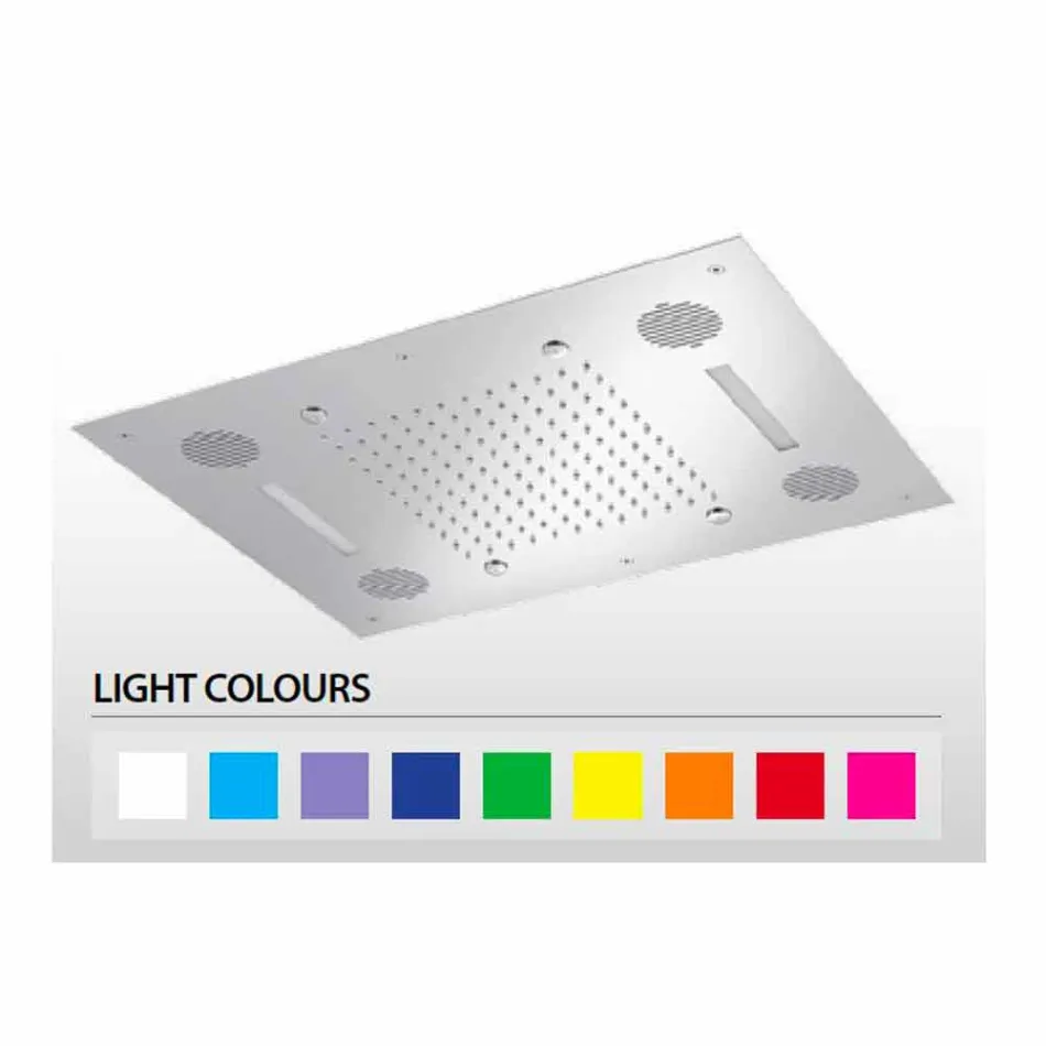 Kokë dushi çeliku me kromoterapi dhe Bluetooth prodhuar në Itali - Elbo Viadurini