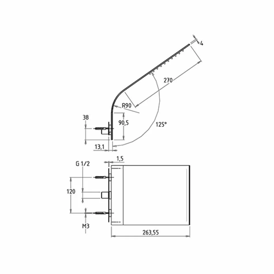 Koka e hollë dushi çeliku me avion shiu prodhuar në Itali - Vispo Viadurini