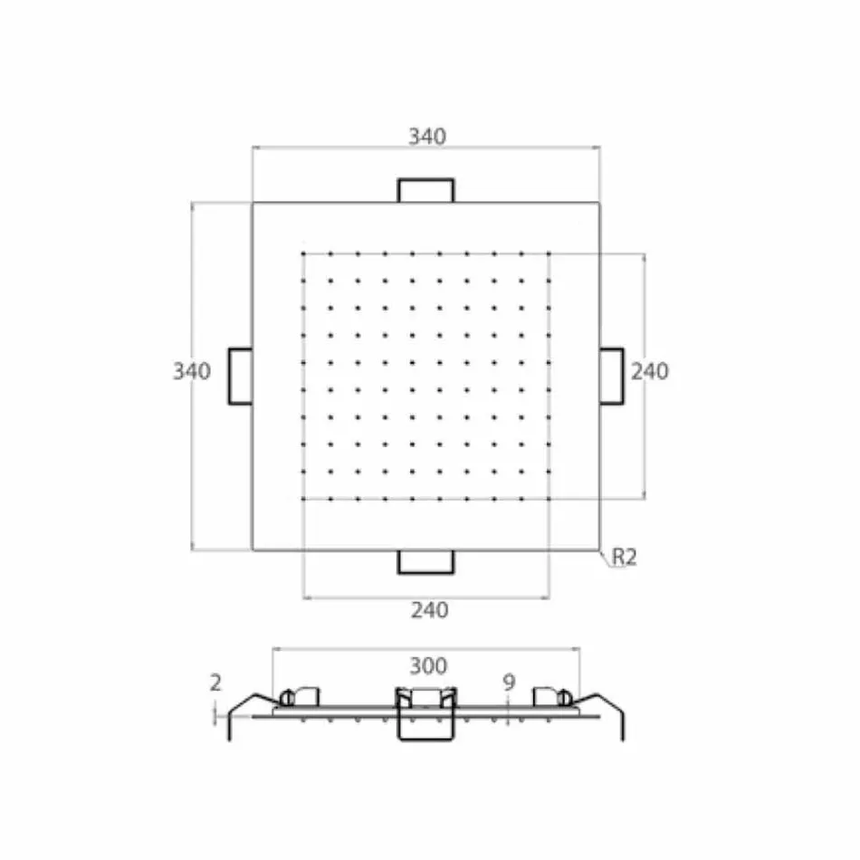 Kreu dushi me tavan katror në çelik i prodhuar në Itali - Amidoni Viadurini