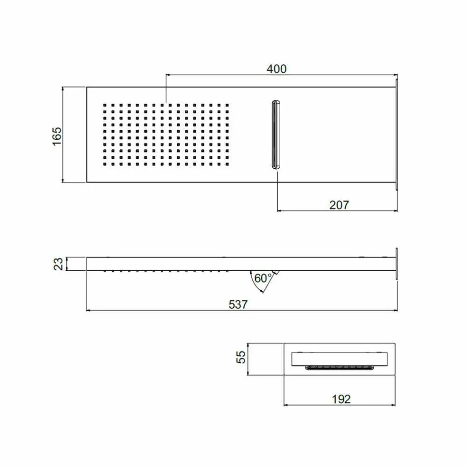 Kokë dushi muri drejtkëndëshe prej çeliku inox prodhuar në Itali - E kuqe Viadurini