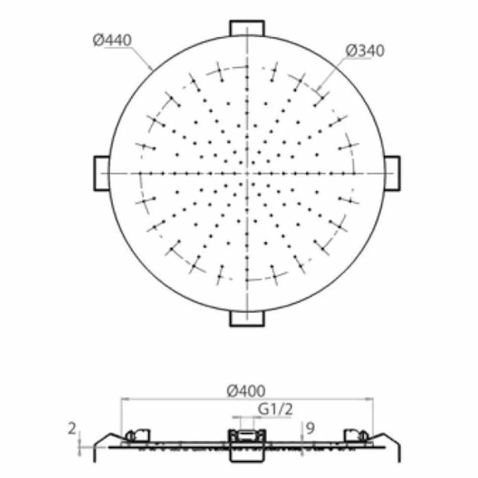 Kreu dushi i rrumbullakët në çelik modern i prodhuar në Itali - Damian Viadurini