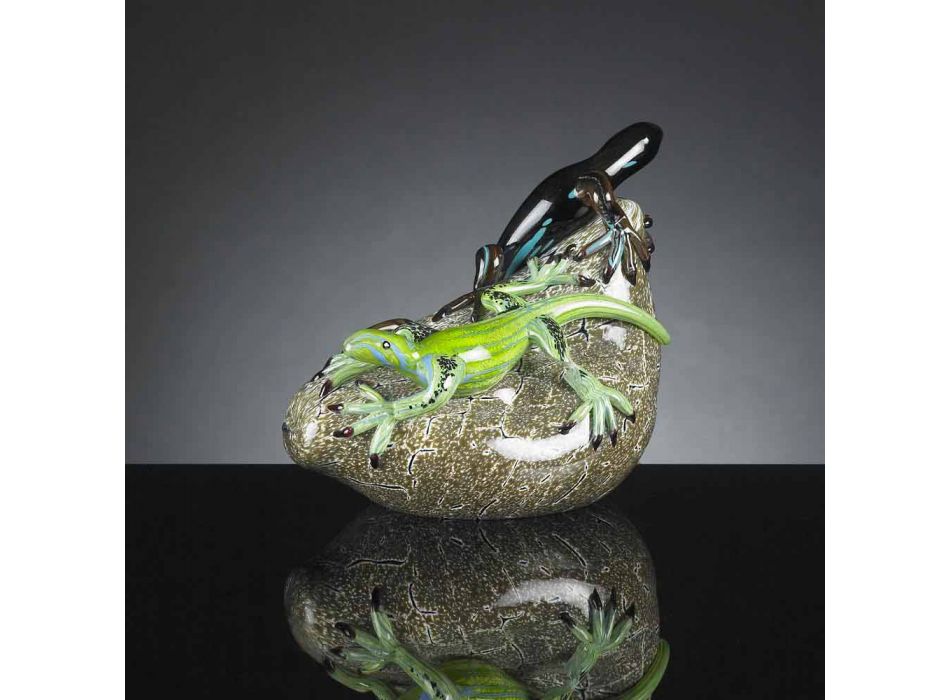 Ornament në formë Lizard në Xham me Ngjyrë Prodhuar në Itali - Certola Viadurini