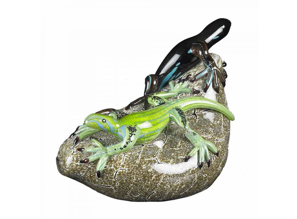 Ornament në formë Lizard në Xham me Ngjyrë Prodhuar në Itali - Certola Viadurini