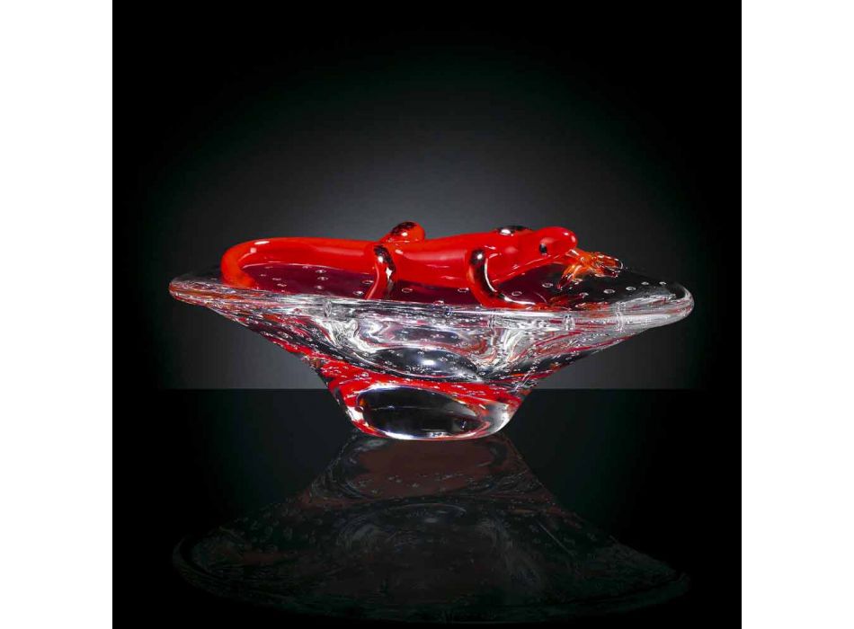 Ornament dekorativ në xham transparent dhe të kuq prodhuar në Itali - Sossio Viadurini