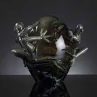 Ornament qelqi në formë veze me bretkosa prodhuar në Itali - Huevo Viadurini