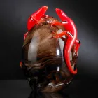 Ornament qelqi me ngjyra në formën e një veze me gekos prodhuar në Itali - Huevo Viadurini