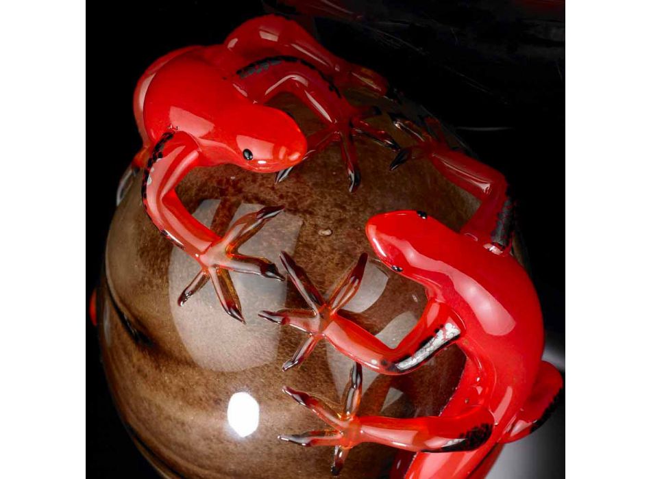 Ornament qelqi me ngjyra në formën e një veze me gekos prodhuar në Itali - Huevo Viadurini