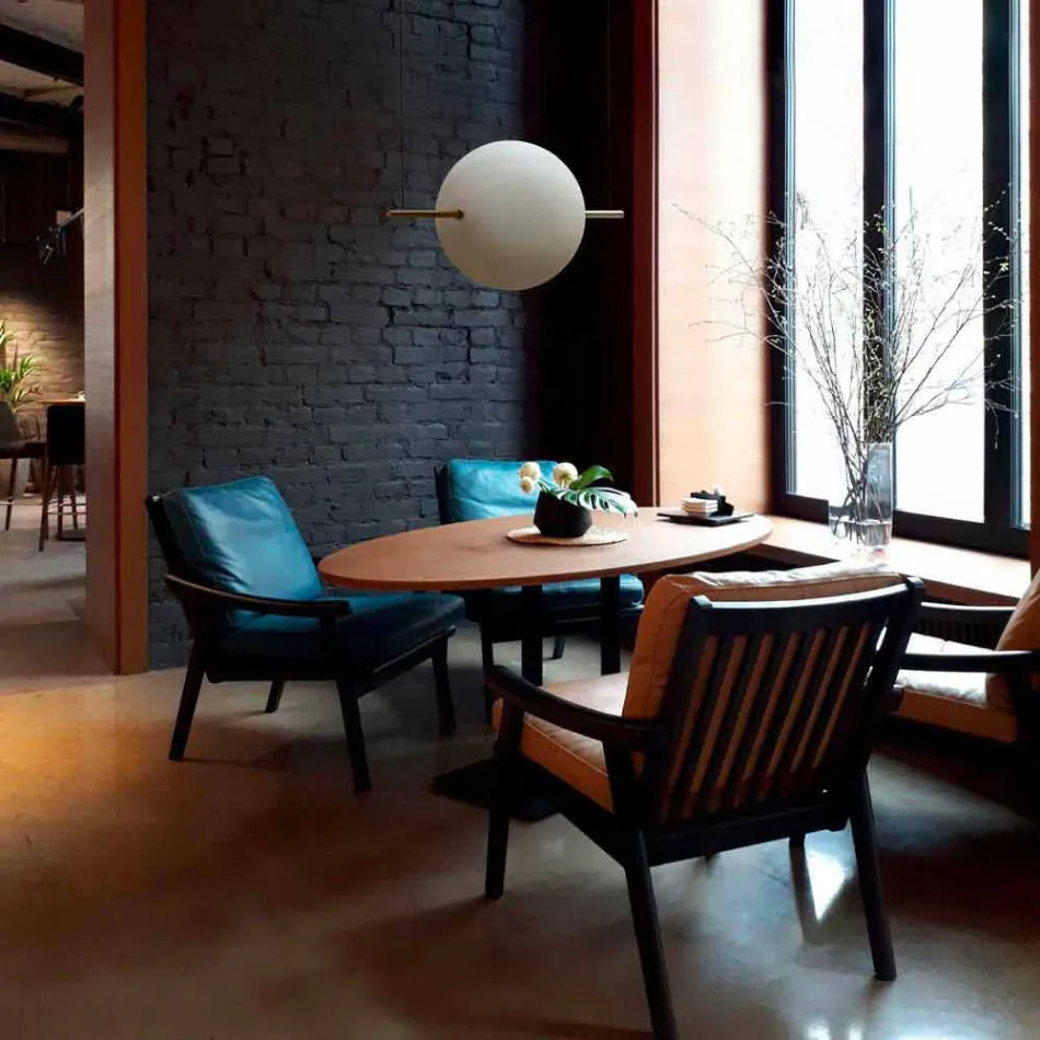 Pezullimi i Dizajnit në Qelq dhe Tunxh me Dritë LED, 3 Madhësi - Alma nga Il Fanale Viadurini