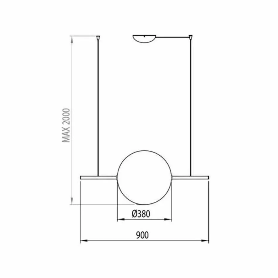 Pezullimi i Dizajnit në Qelq dhe Tunxh me Dritë LED, 3 Madhësi - Alma nga Il Fanale Viadurini