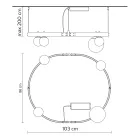 Pezullim me dizajn ovale në alumin të zi me sfera dhe ndriçues - Exodus Viadurini