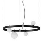Pezullim me dizajn ovale në alumin të zi me sfera dhe ndriçues - Exodus Viadurini