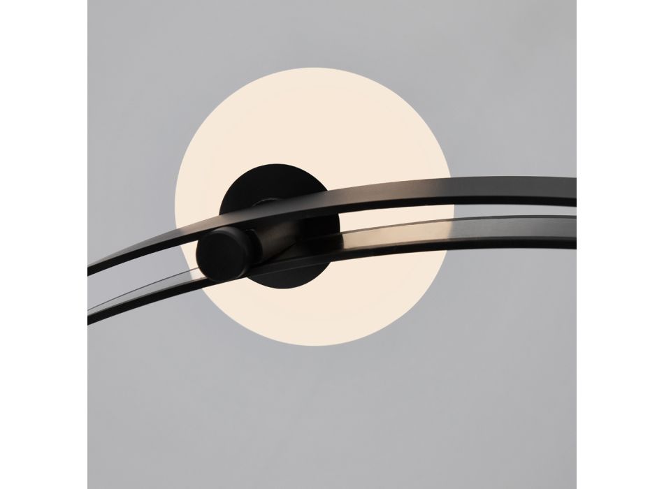 Pezullim me dizajn të rrumbullakët në alumin të zi me sfera dhe dritat e vëmendjes - Exodus Viadurini
