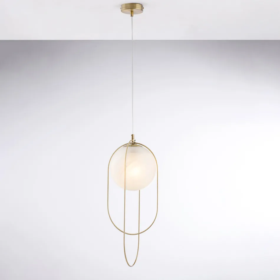 Dritë varëse prej hekuri e kromuar me sferë e prodhuar në Itali për dekor të brendshëm - Oslo Viadurini