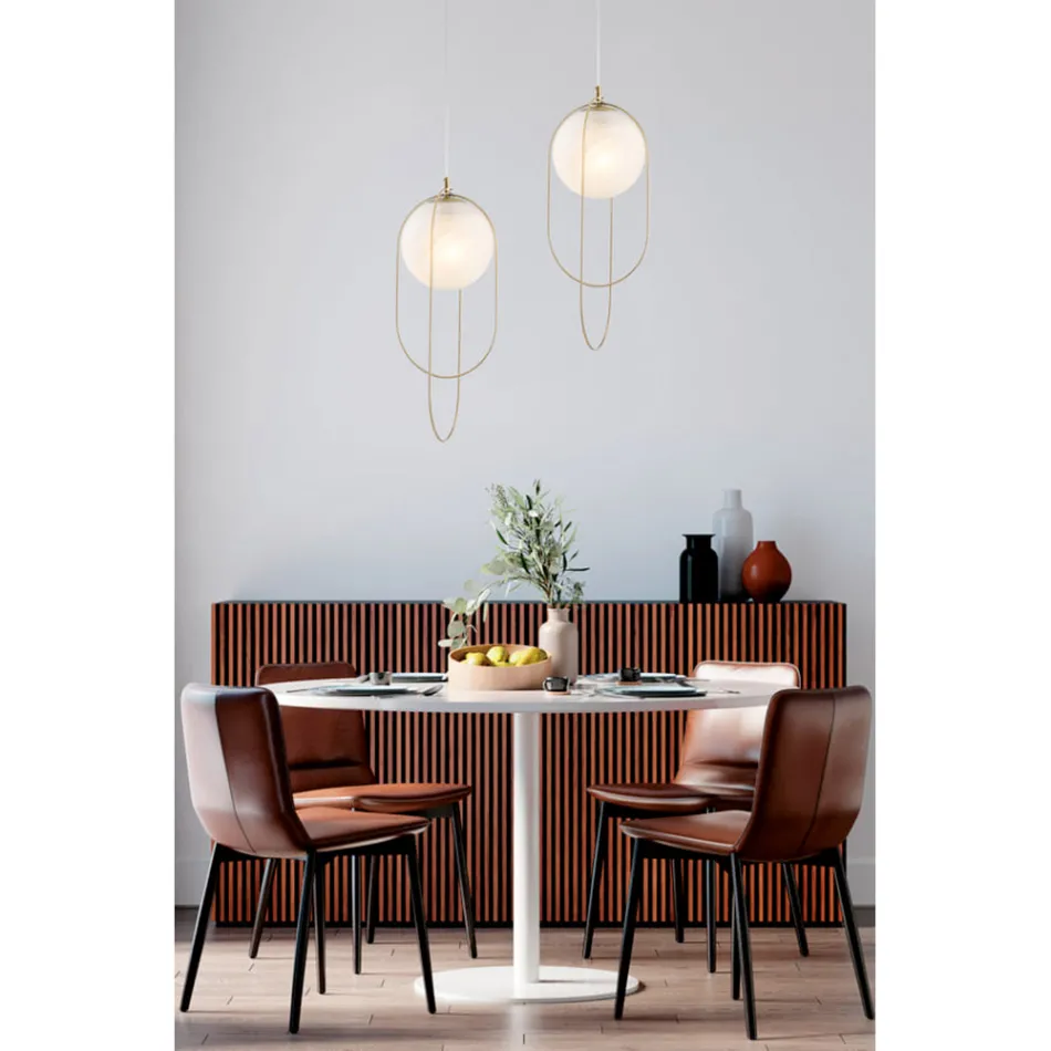 Dritë varëse prej hekuri e kromuar me sferë e prodhuar në Itali për dekor të brendshëm - Oslo Viadurini