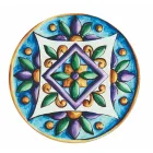 Pjata të rrumbullakëta në plastikë me ngjyra me Majolica 12 copë - Maia Viadurini