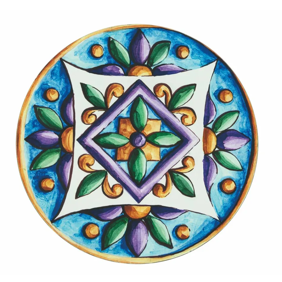 Pjata të rrumbullakëta në plastikë me ngjyra me Majolica 12 copë - Maia Viadurini