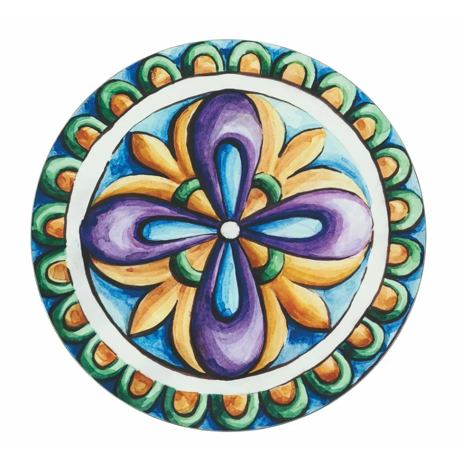 Pjata të rrumbullakëta në plastikë me ngjyra me Majolica 12 copë - Maia Viadurini