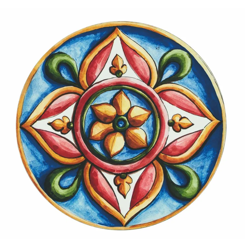 Pjata të rrumbullakëta në plastikë me ngjyra me Majolica 12 copë - Maia Viadurini