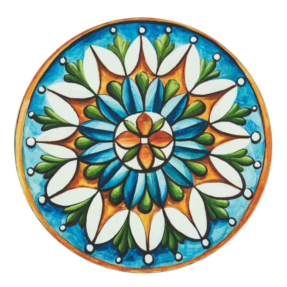 Pjata të rrumbullakëta në plastikë me ngjyra me Majolica 12 copë - Maia Viadurini