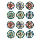 Pjata të rrumbullakëta në plastikë me ngjyra me Majolica 12 copë - Maia Viadurini