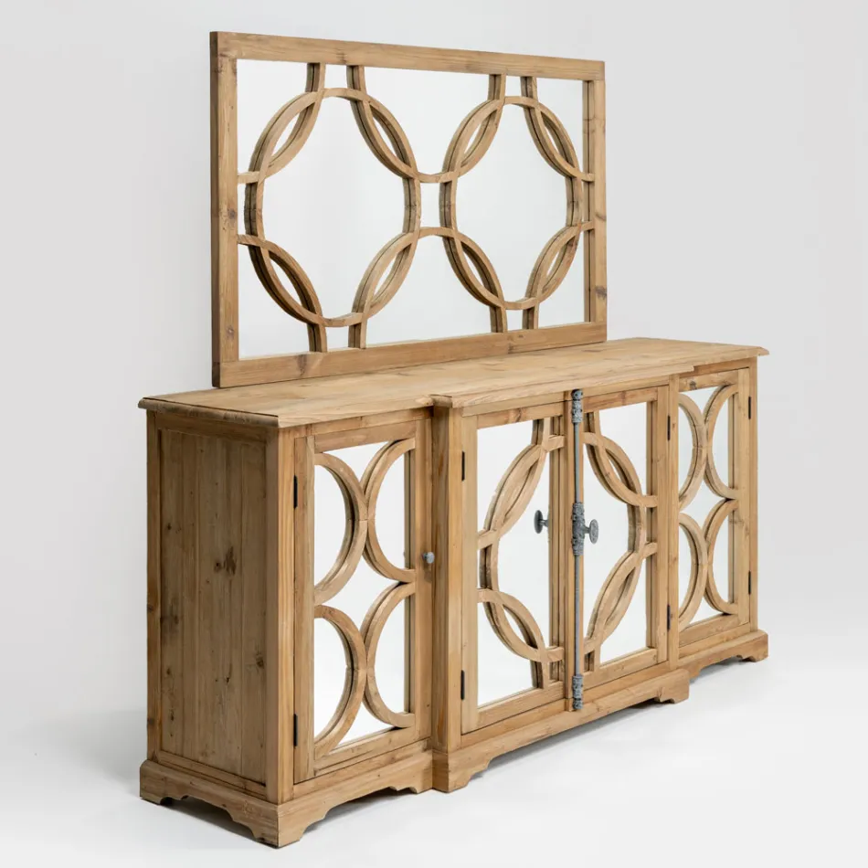 Pasqyrë 156x83 cm në dru pishe natyral të plakur - Agosta Viadurini