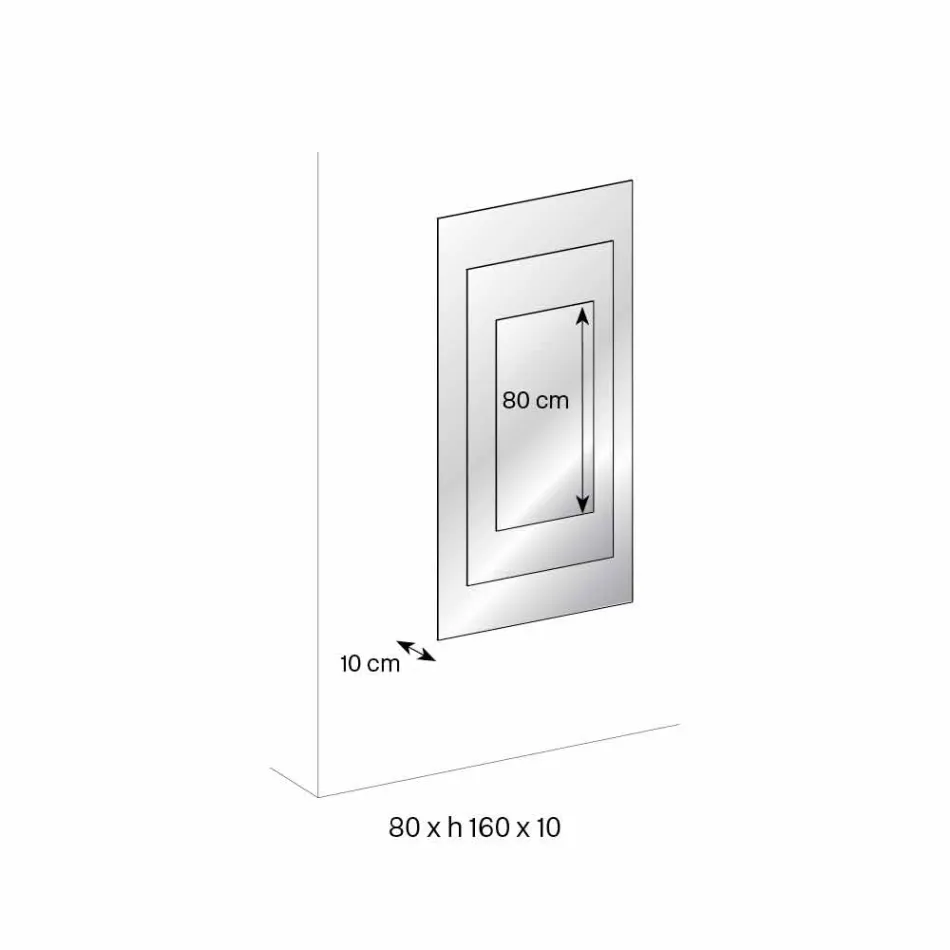 Pasqyrë muri me tre shtresa dhe struktura e zezë Dizajni Italian - Plaudio Viadurini