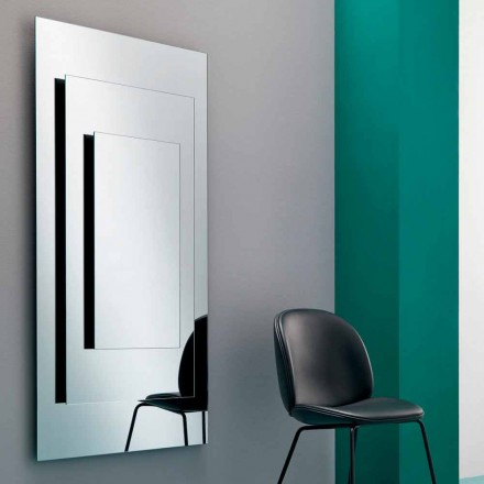 Pasqyrë muri me tre shtresa dhe struktura e zezë Dizajni Italian - Plaudio Viadurini