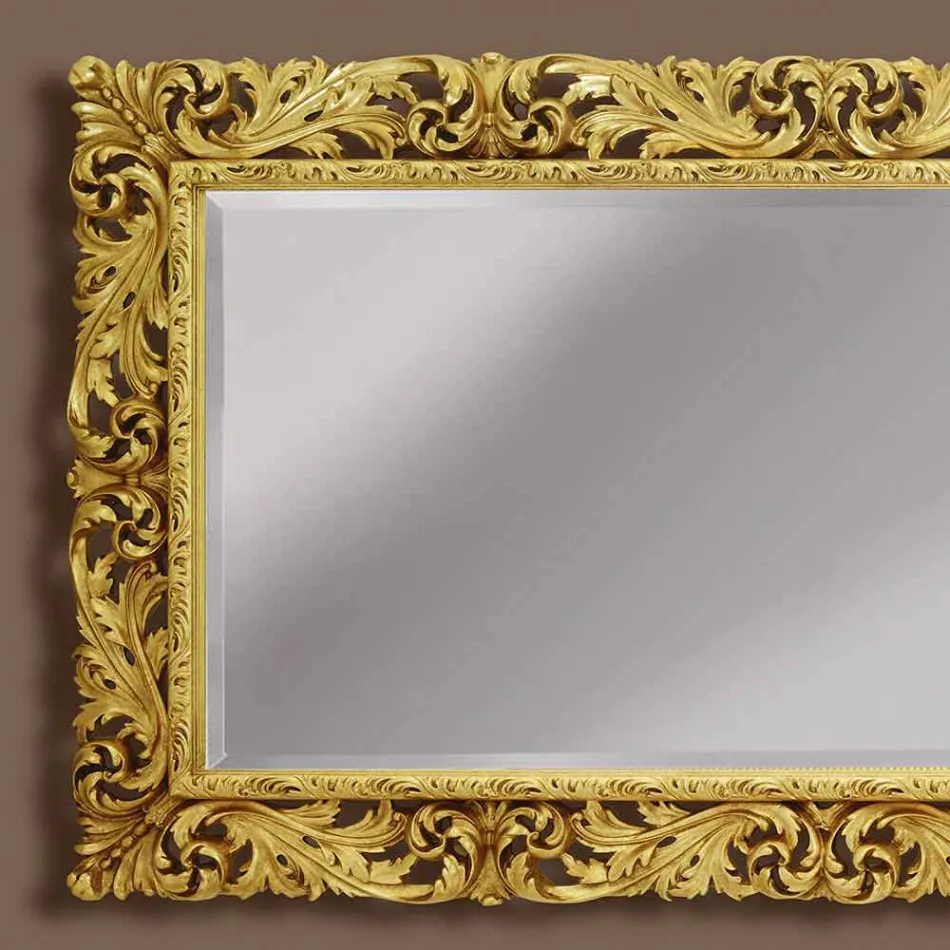 Pasqyrë mur prej druri me linja moderne të punuar me dorë në Itali Alex Viadurini